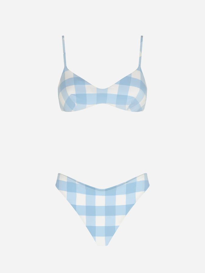 Mc2 Saint Barth Bikini A Bralette A Quadretti Con Slip Da Bagno Sgambato