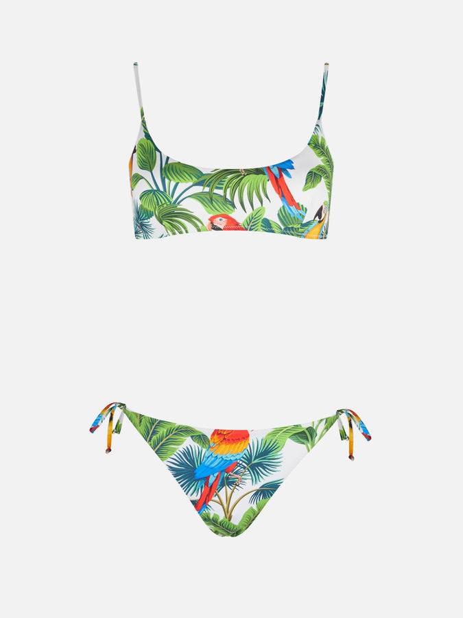 Mc2 Saint Barth Bikini A Bralette Con Stampa Pappagallo