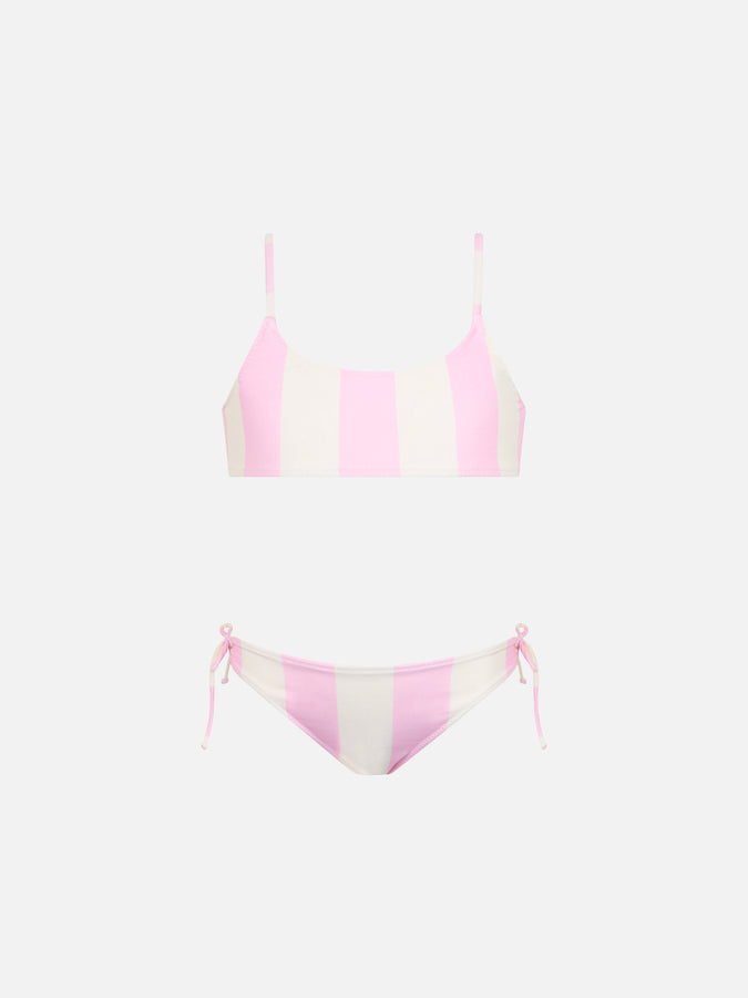 Mc2 Saint Barth Bikini a bralette da bambina a righe rosa Jaiden