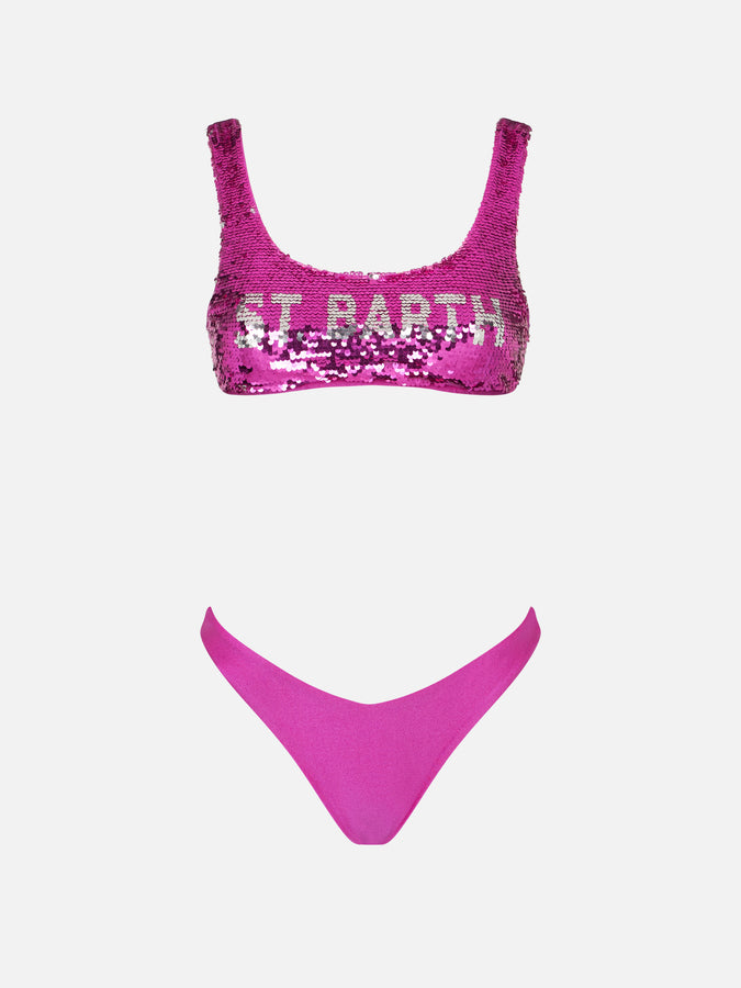 Mc2 Saint Barth Bikini A Bralette Da Donna In Paillettes Fucsia