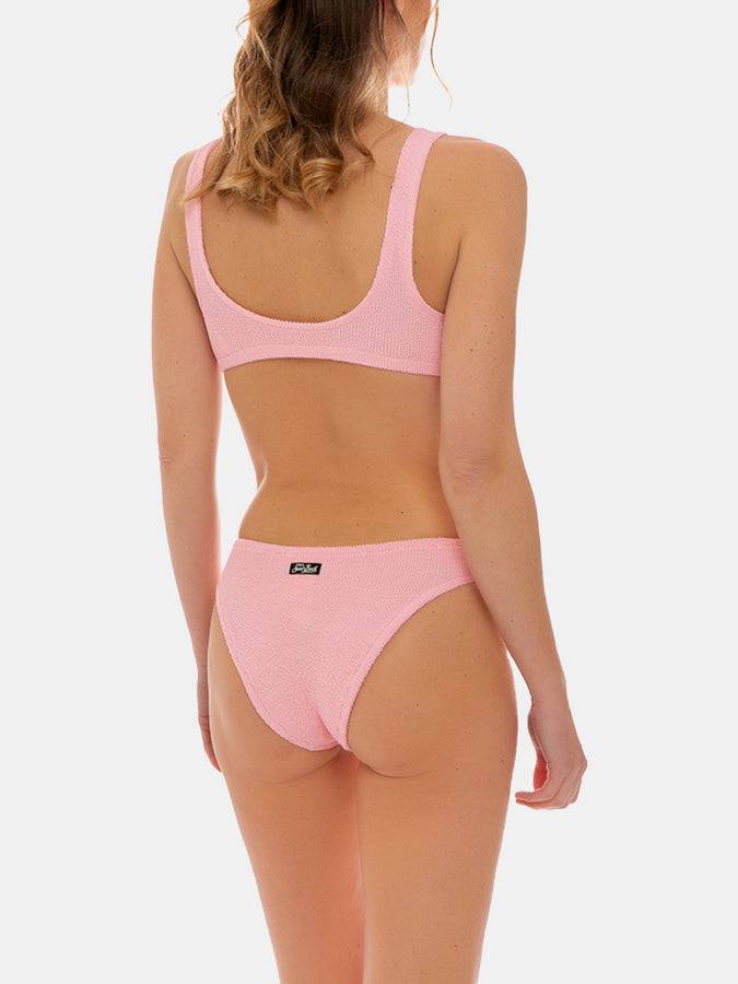 Mc2 Saint Barth Bikini A Bralette In Tessuto Crinkle Rosa