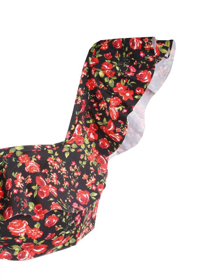 Mc2 Saint Barth Bikini A Fascia Con Volant Stampa Fiori
