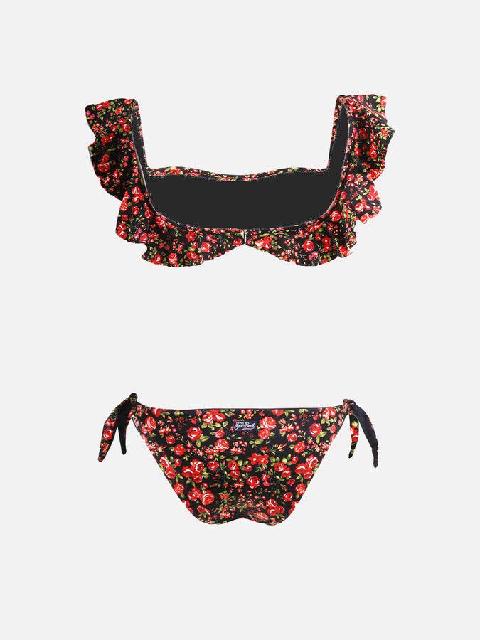 Mc2 Saint Barth Bikini A Fascia Con Volant Stampa Fiori