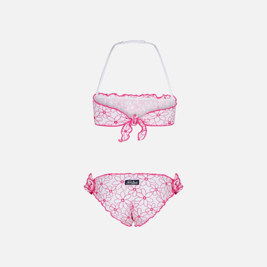 Mc2 Saint Barth Bikini A Fascia Da Bambina Con Ricamo Margherite