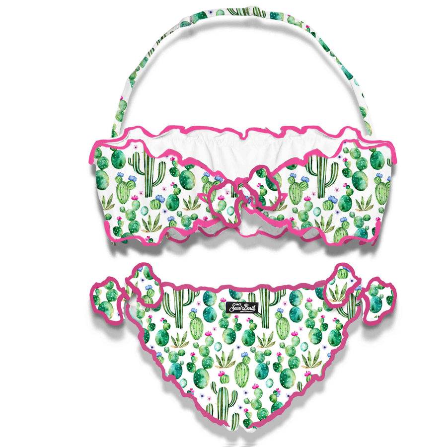Mc2 Saint Barth Bikini A Fascia Da Bambina Con Stampa Cactus