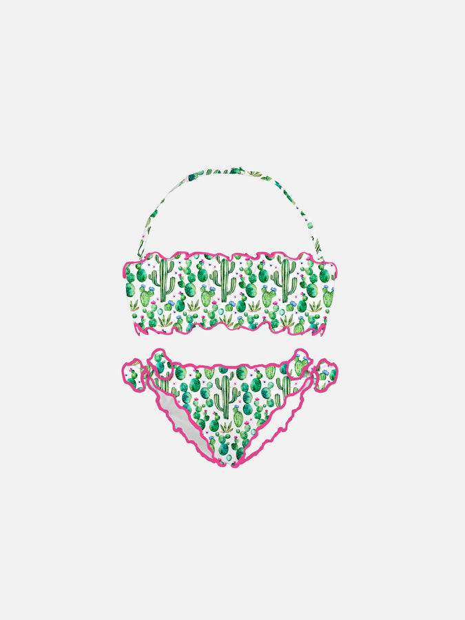 Mc2 Saint Barth Bikini A Fascia Da Bambina Con Stampa Cactus