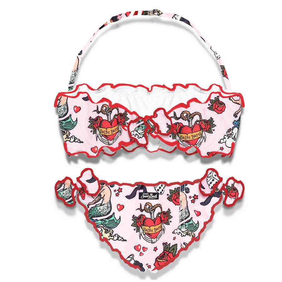 Mc2 Saint Barth Bikini A Fascia Da Bambina Con Stampa Sirena