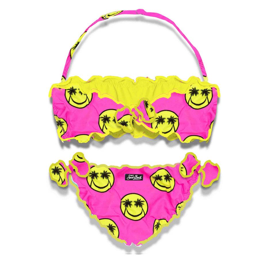 Mc2 Saint Barth Bikini A Fascia Da Bambina Con Stampa Smile