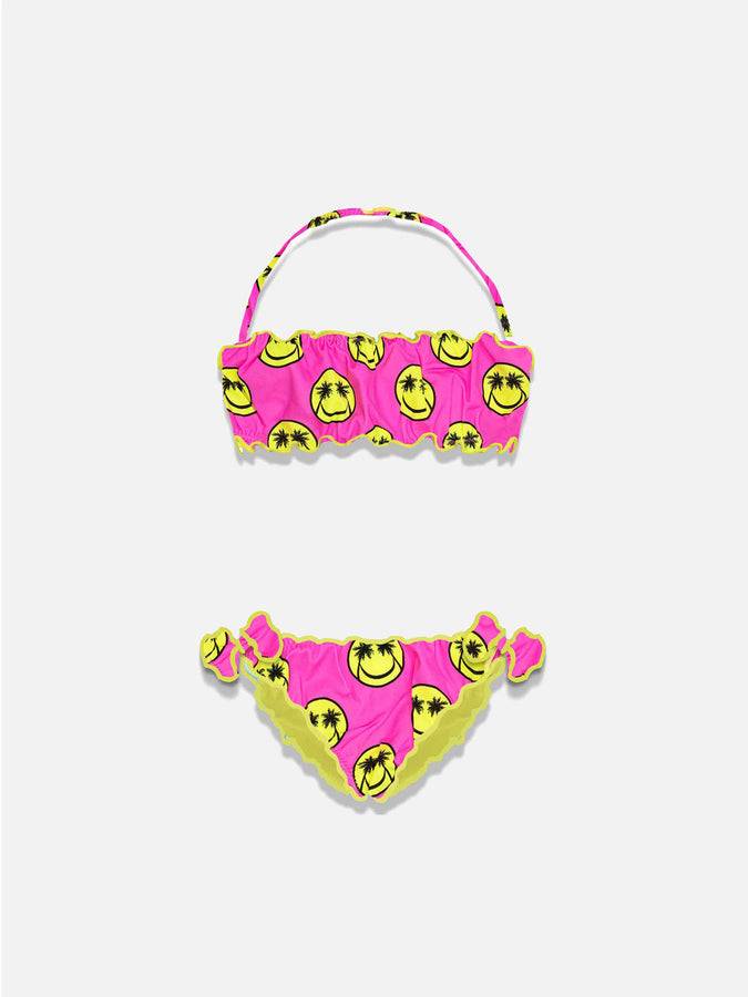 Mc2 Saint Barth Bikini a fascia da bambina con stampa smile