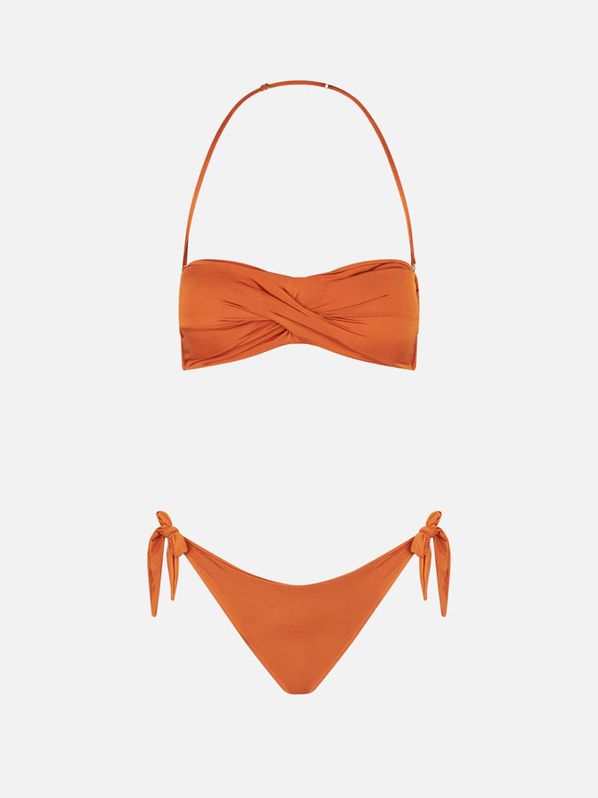 Mc2 Saint Barth Bikini A Fascia Incrociata Arancione Lucido