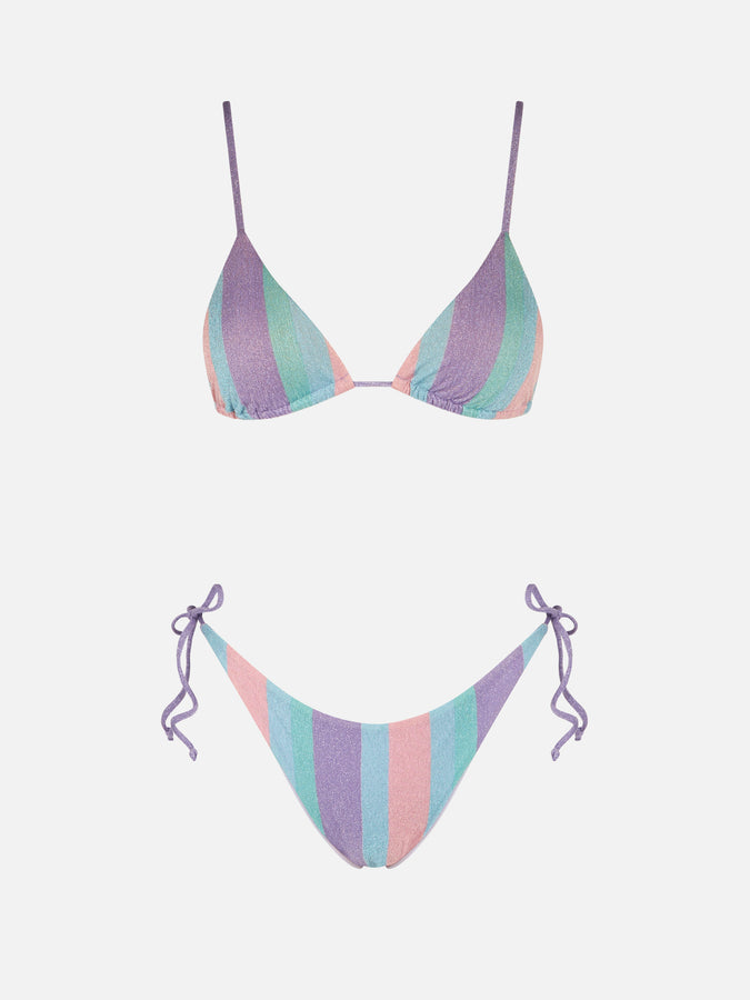 Mc2 Saint Barth Bikini A Righe In Lurex Dai Colori Pastello