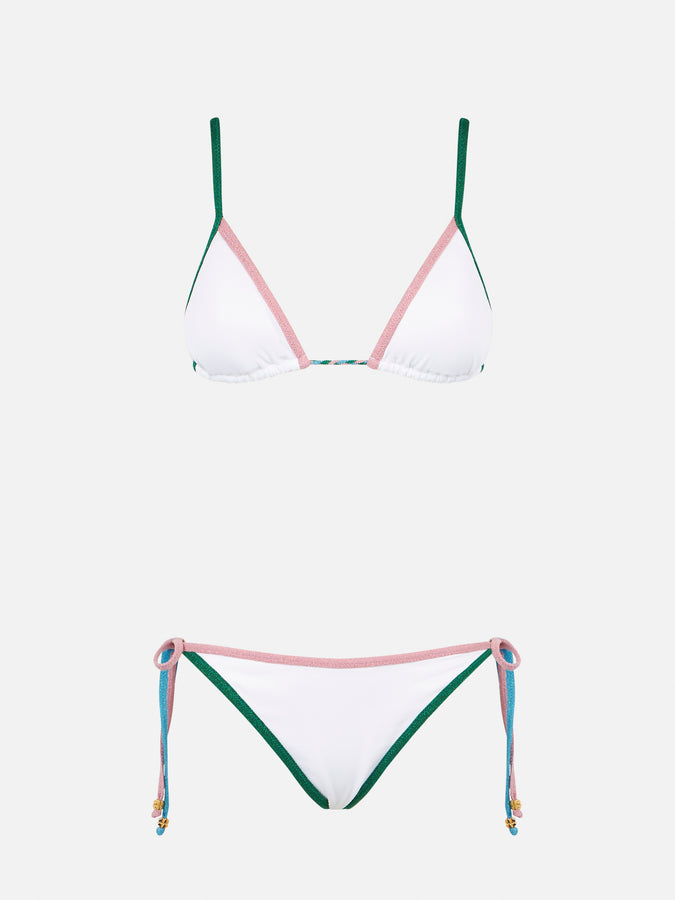 Mc2 Saint Barth Bikini A Triangolo A Costine Con Bordi In Lurex