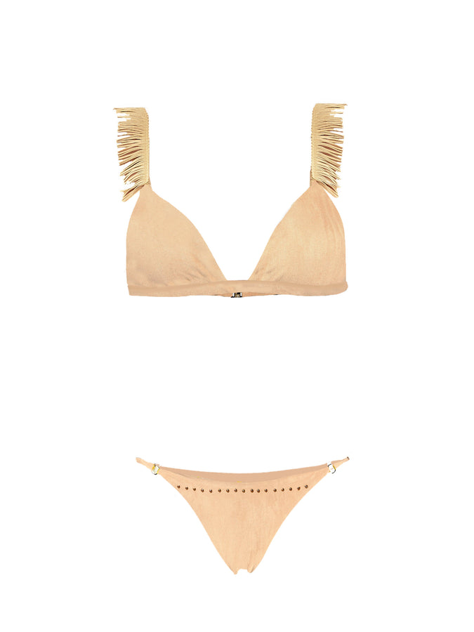 Mc2 Saint Barth Bikini A Triangolo Effetto Camoscio Con Slip Mare Sbarazzino