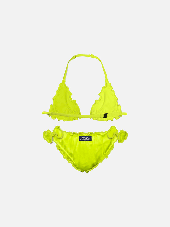 Mc2 Saint Barth Bikini A Triangolo Giallo Fluo Da Bambina