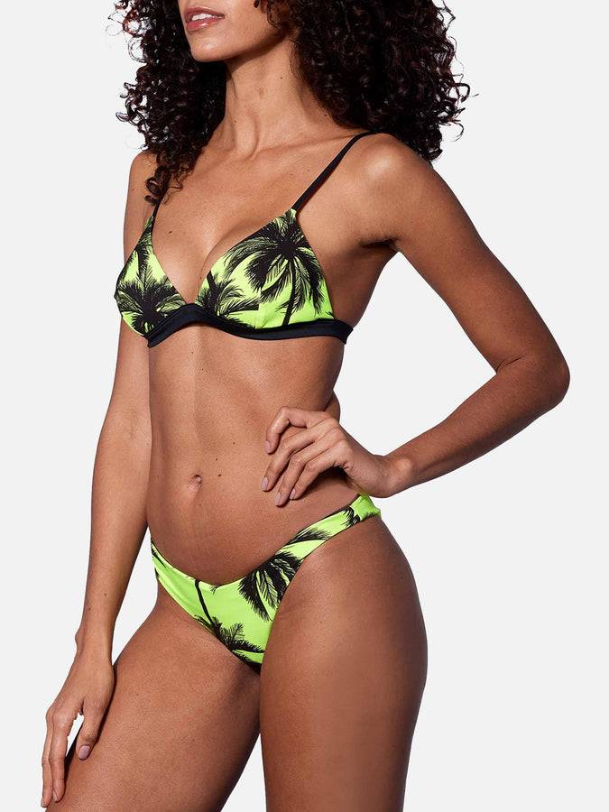 Mc2 Saint Barth Bikini A Triangolo Giallo Fluo Stampa Palme