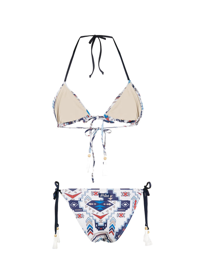 Mc2 Saint Barth Bikini A Triangolo Glitter Stile Azteco