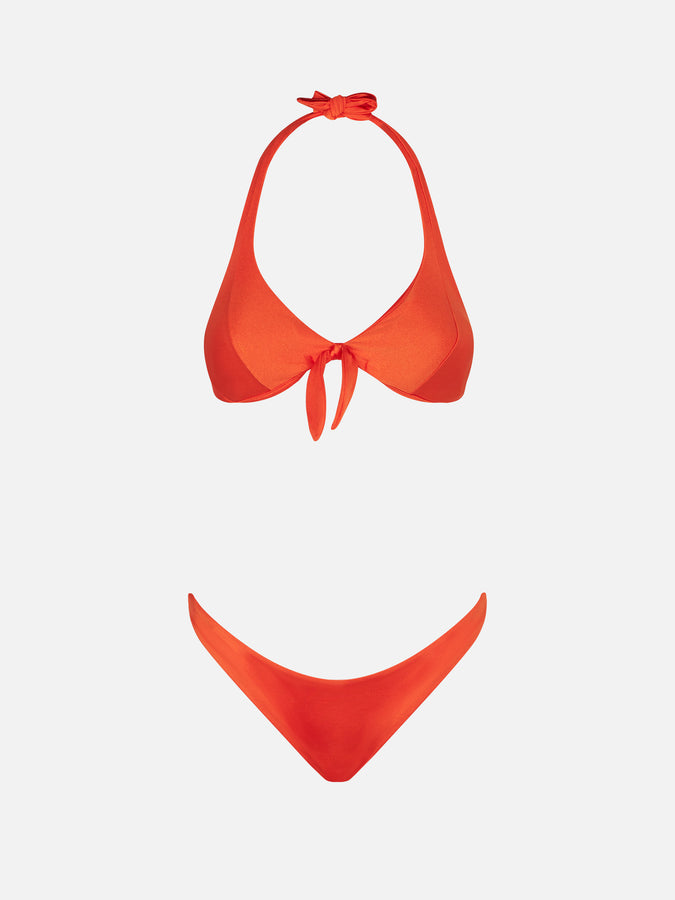Mc2 Saint Barth Bikini Arancio Lucido Con Top A Triangolo