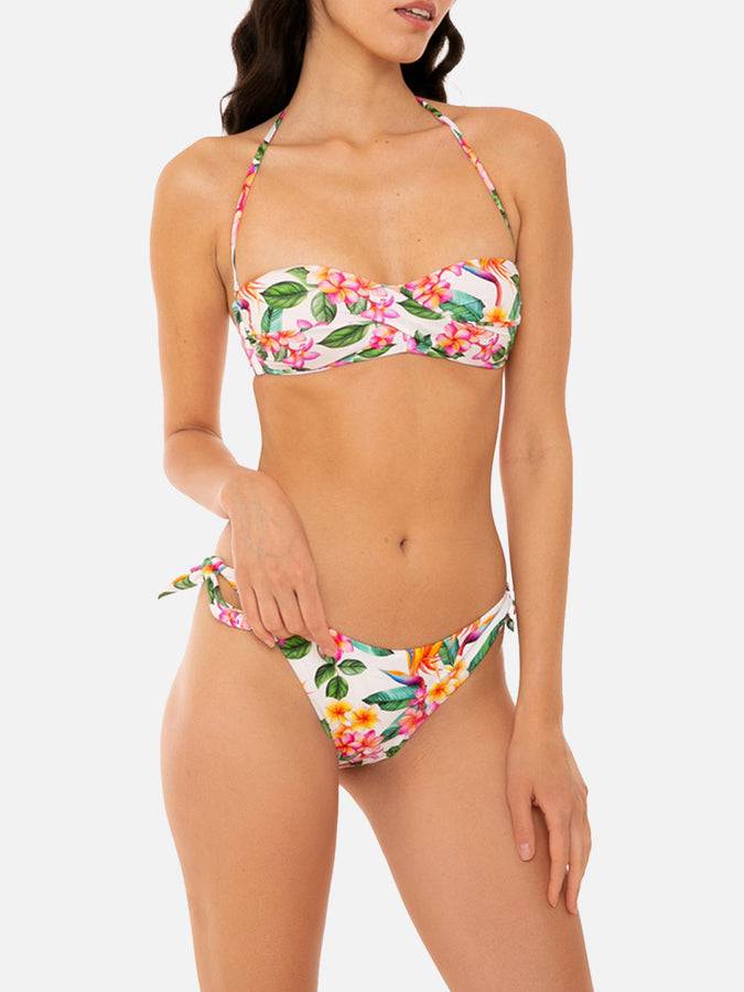 Mc2 Saint Barth Bikini Bianco Con Stampa Fiori Colorati