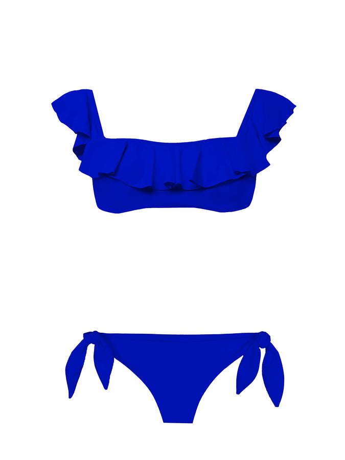 Mc2 Saint Barth Bikini Bluette Con Volant E Spalle Scoperte