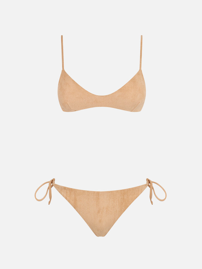 Mc2 Saint Barth Bikini Bralette Con Frange Effetto Camoscio
