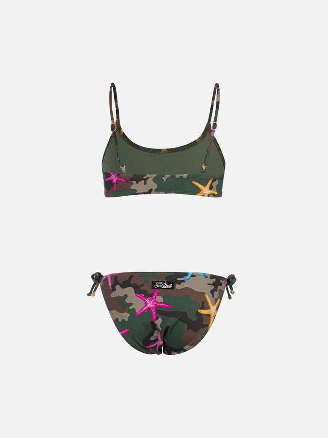 Mc2 Saint Barth Bikini Bralette Per Bambina Jaiden Con Stella Marina Su Stampa Mimetica