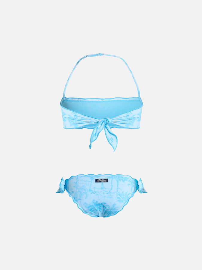 Mc2 Saint Barth Bikini Classico A Fascia Da Bambina Emy Con Stampa Toile De Jouy