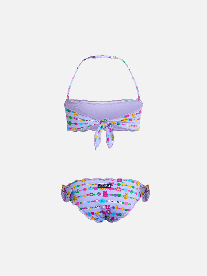 Mc2 Saint Barth Bikini Classico A Fascia Da Bambina Emy Con Stampa Bracciali