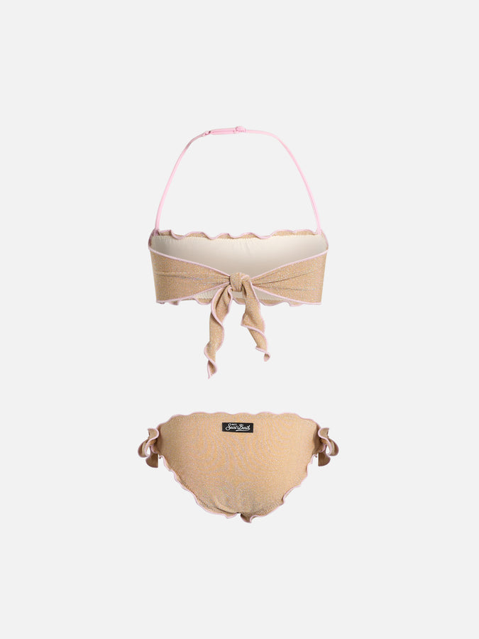 Mc2 Saint Barth Bikini Classico A Fascia Da Bambina Emy In Lurex