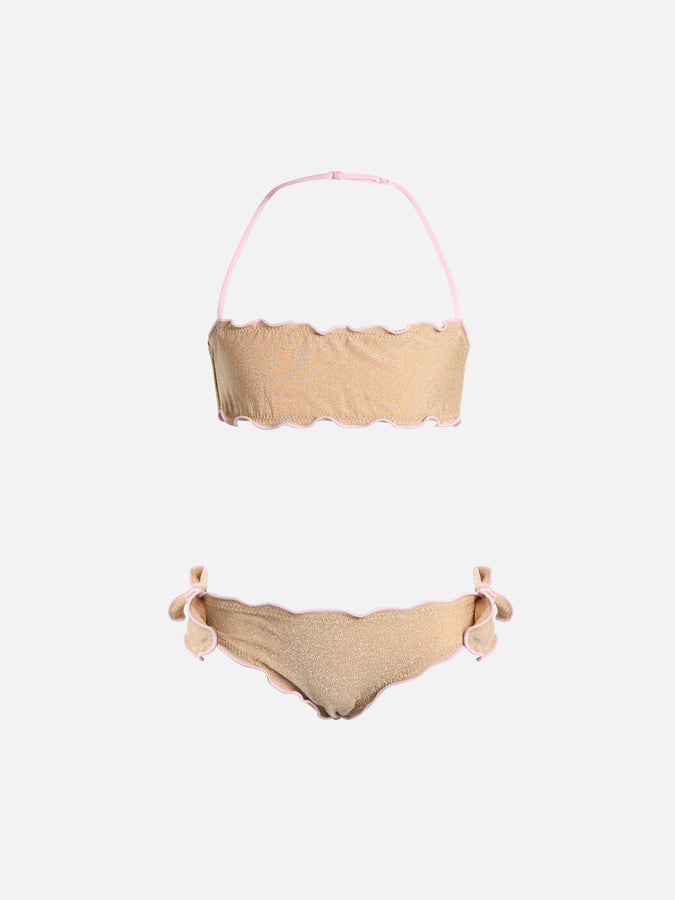 Mc2 Saint Barth Bikini classico a fascia da bambina Emy in lurex