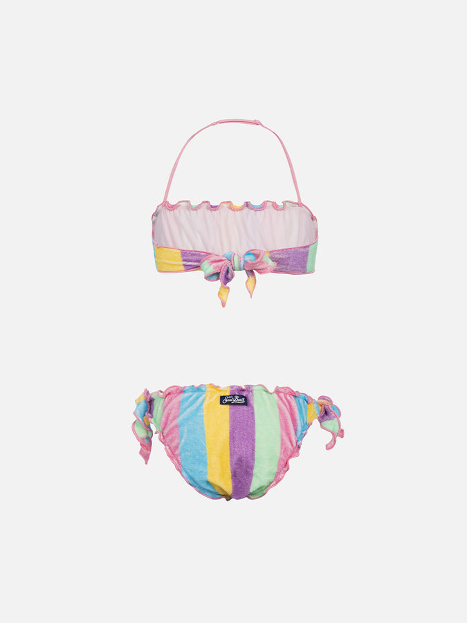 Mc2 Saint Barth Bikini Classico A Fascia Per Bambina Emy In Spugna Con Stampa A Righe