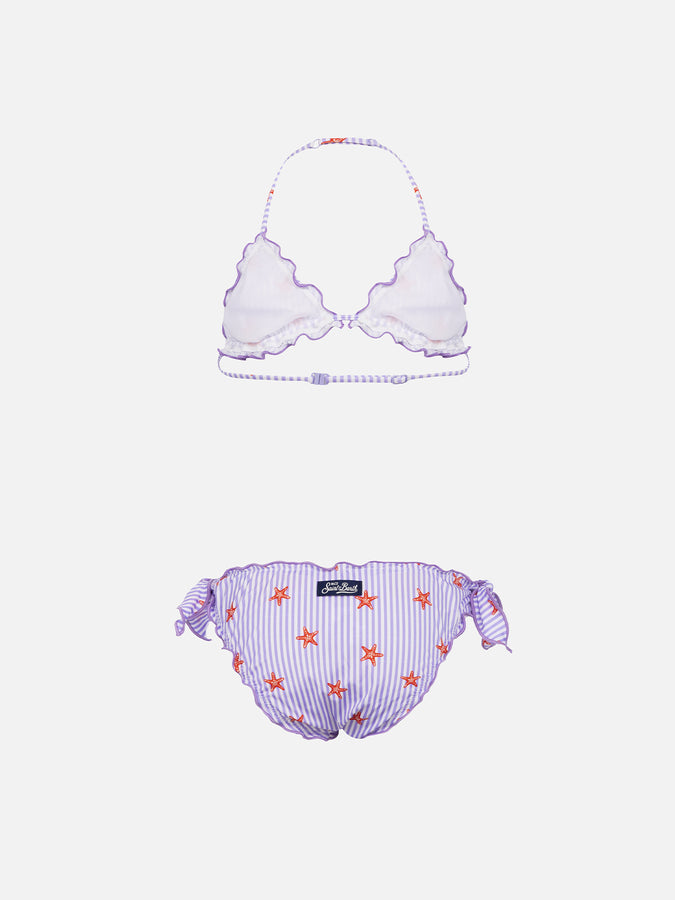 Mc2 Saint Barth Bikini Classico A Triangolo Da Bambina Cris Con Stampa Stelle Marine