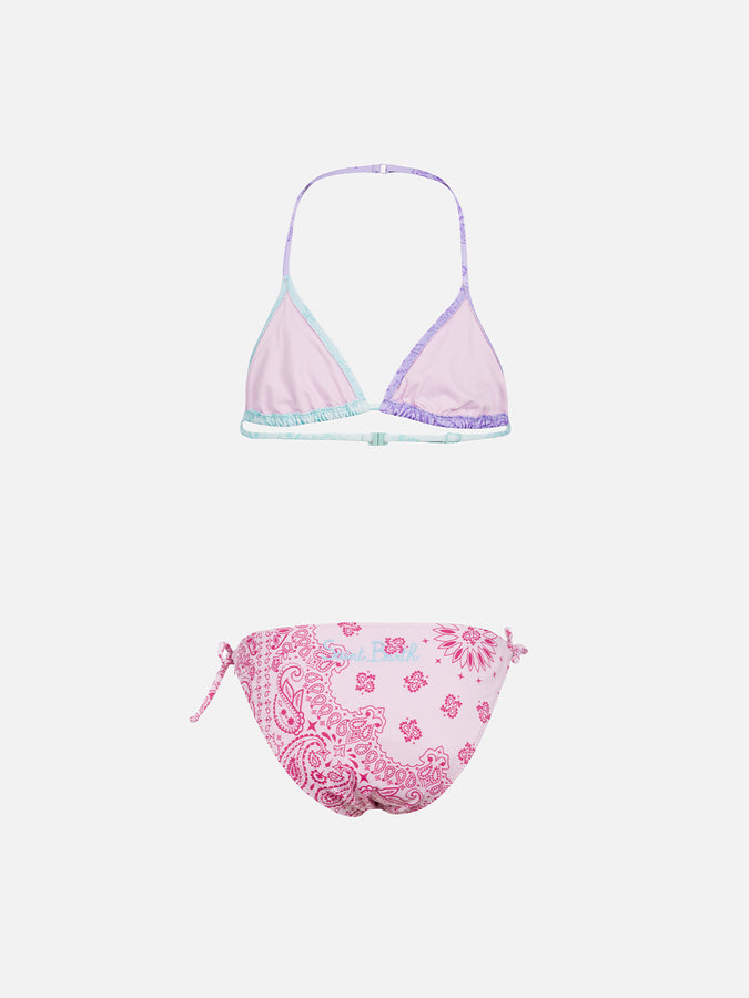 Mc2 Saint Barth Bikini Classico A Triangolo Da Bambina Holly Con Stampa Bandana