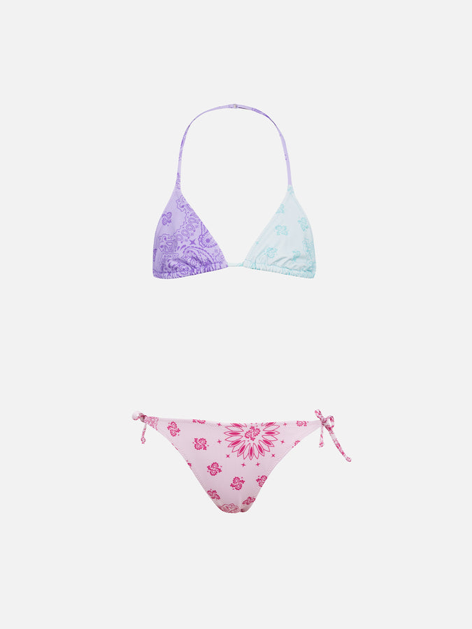Mc2 Saint Barth Bikini classico a triangolo da bambina Holly con stampa bandana