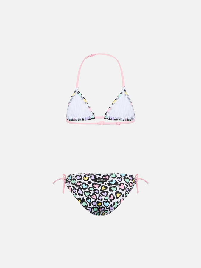 Mc2 Saint Barth Bikini Classico A Triangolo Da Bambina Holly Con Stampa Animalier