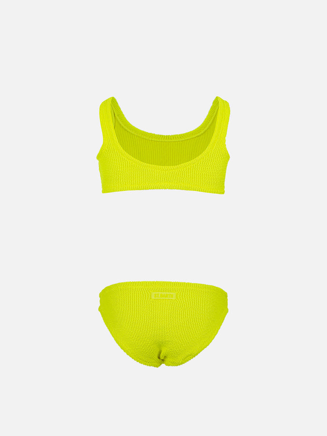 Mc2 Saint Barth Bikini Classico Crinkle Da Bambina Giallo Fluo Baker