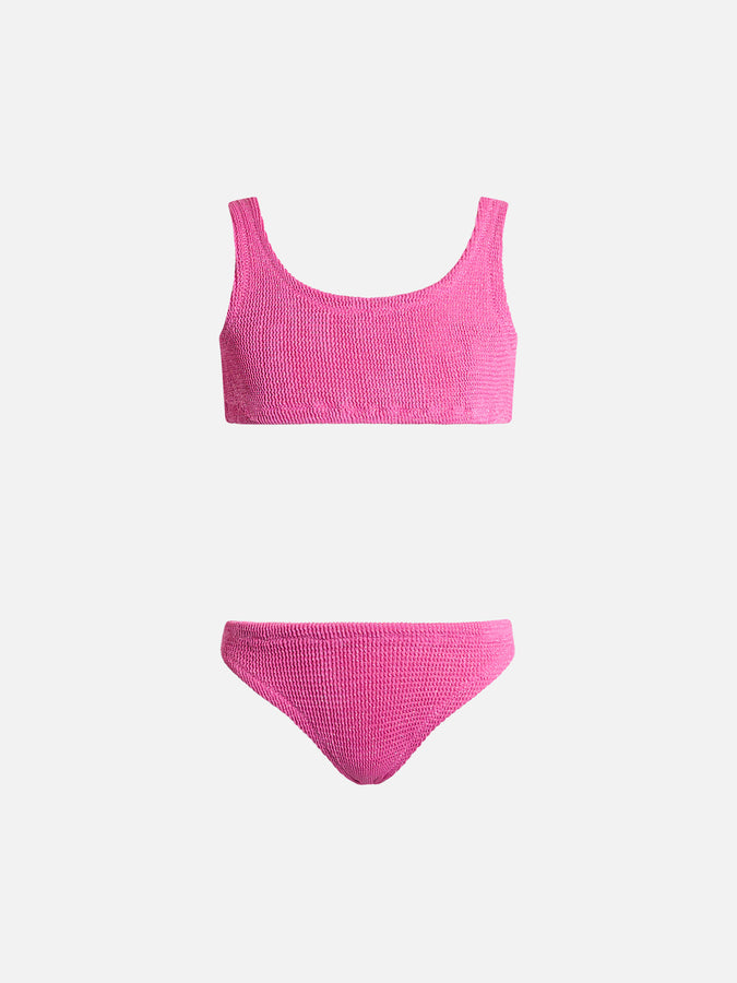 Mc2 Saint Barth Bikini classico crinkle da bambina in lurex rosa Baker