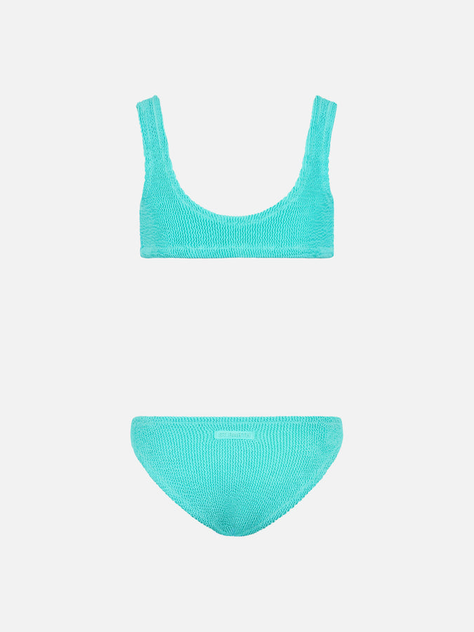Mc2 Saint Barth Bikini Classico Crinkle Da Bambina Verde Acqua Baker