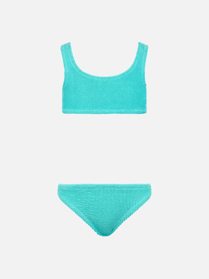 Mc2 Saint Barth Bikini classico crinkle da bambina verde acqua Baker