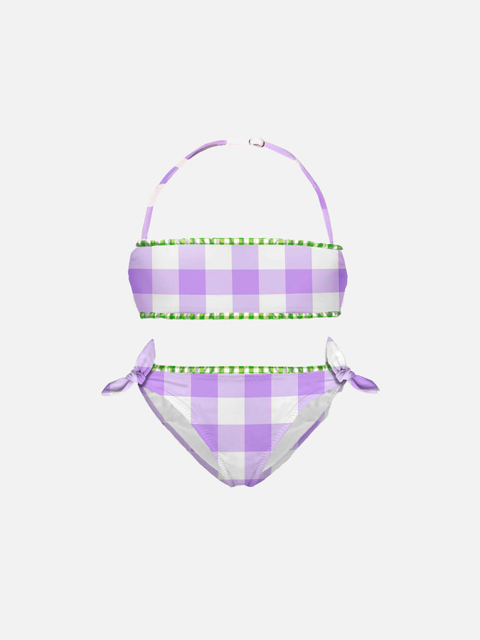 Mc2 Saint Barth Bikini da bambina a bralette a quadretti