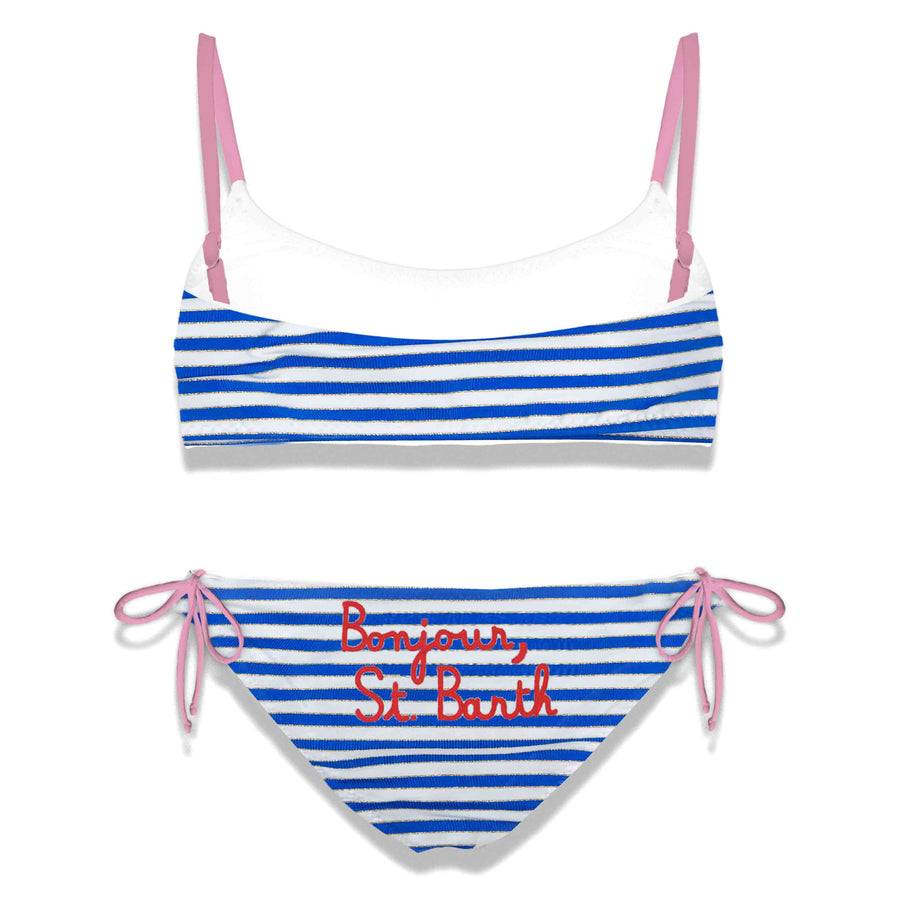 Mc2 Saint Barth Bikini Da Bambina A Bralette Con Ricamo Bonjour St. Barth