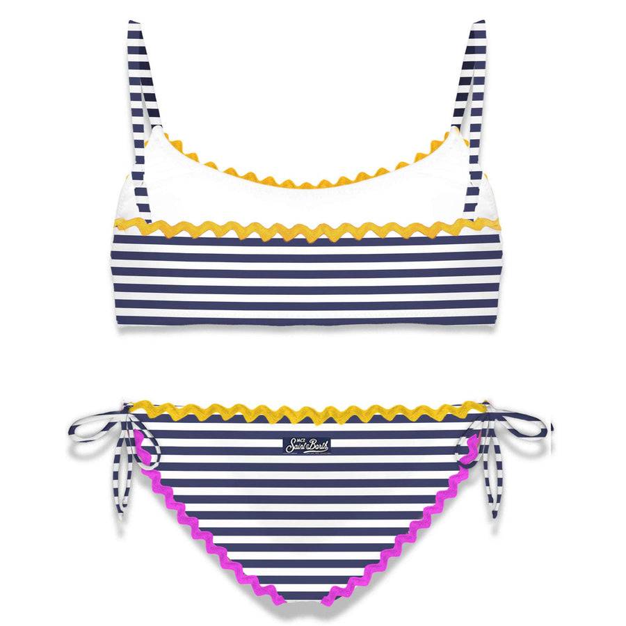Mc2 Saint Barth Bikini Da Bambina A Bralette Con Righe Blu Navy