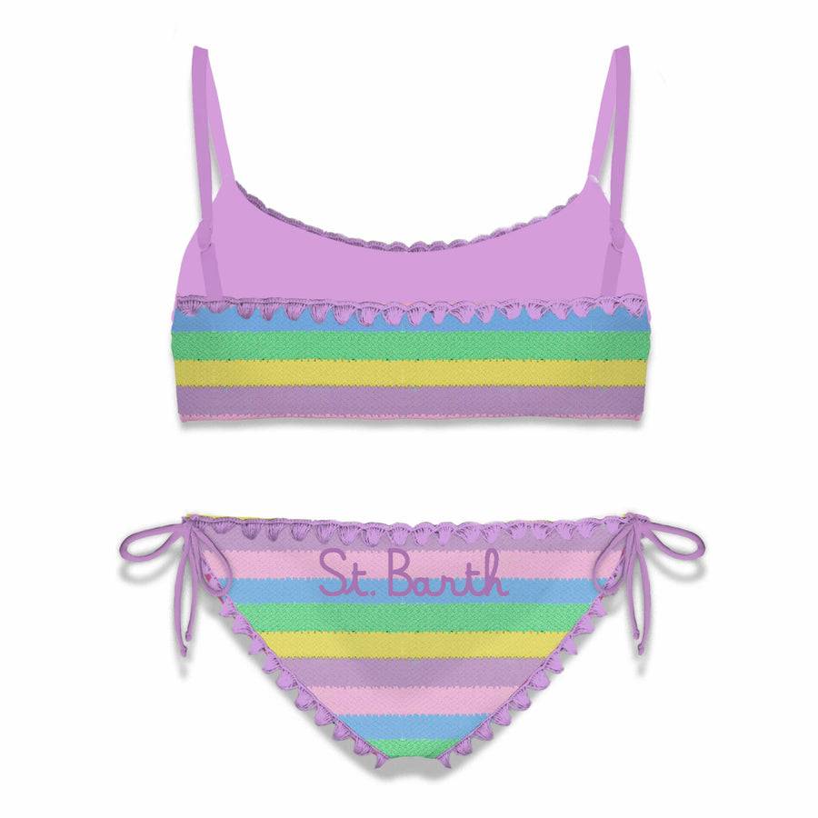 Mc2 Saint Barth Bikini Da Bambina A Bralette Con Righe Multicolore