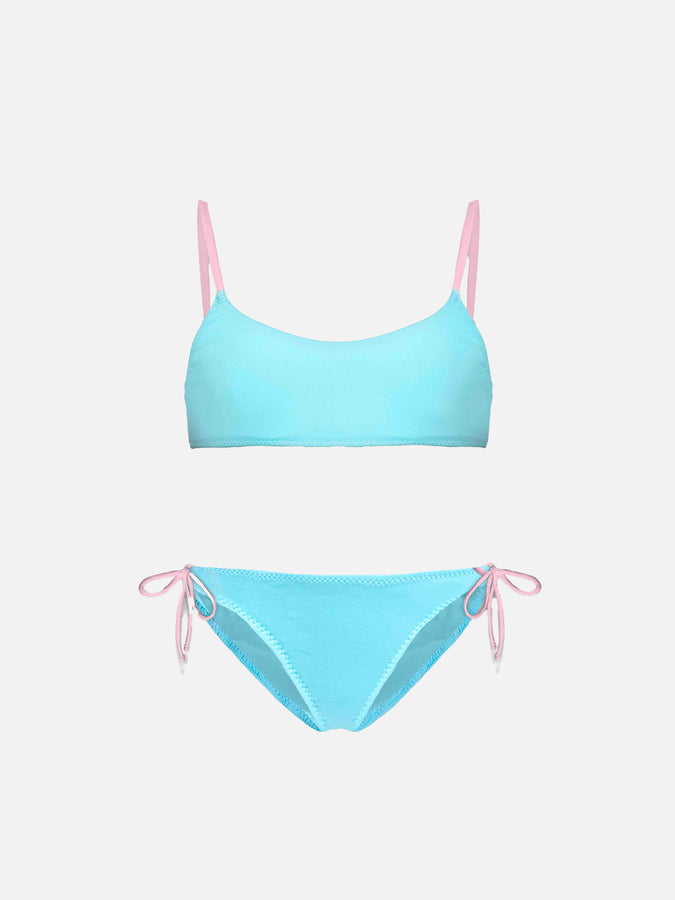 Mc2 Saint Barth Bikini da bambina a bralette con scritta ricamata Lost in St. Barth