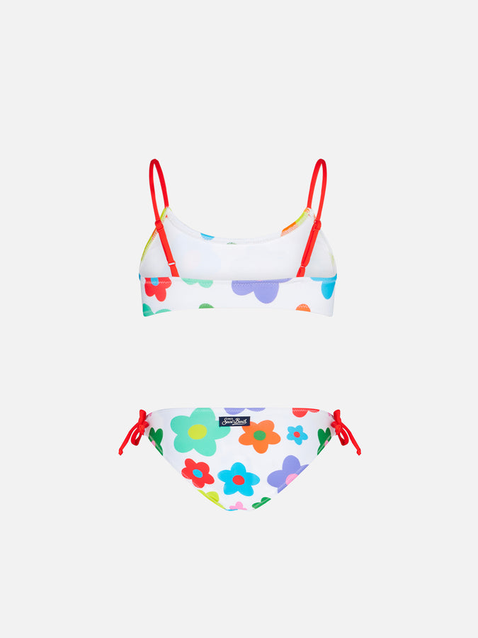 Mc2 Saint Barth Bikini Da Bambina A Bralette Con Stampa Margherite Multicolore