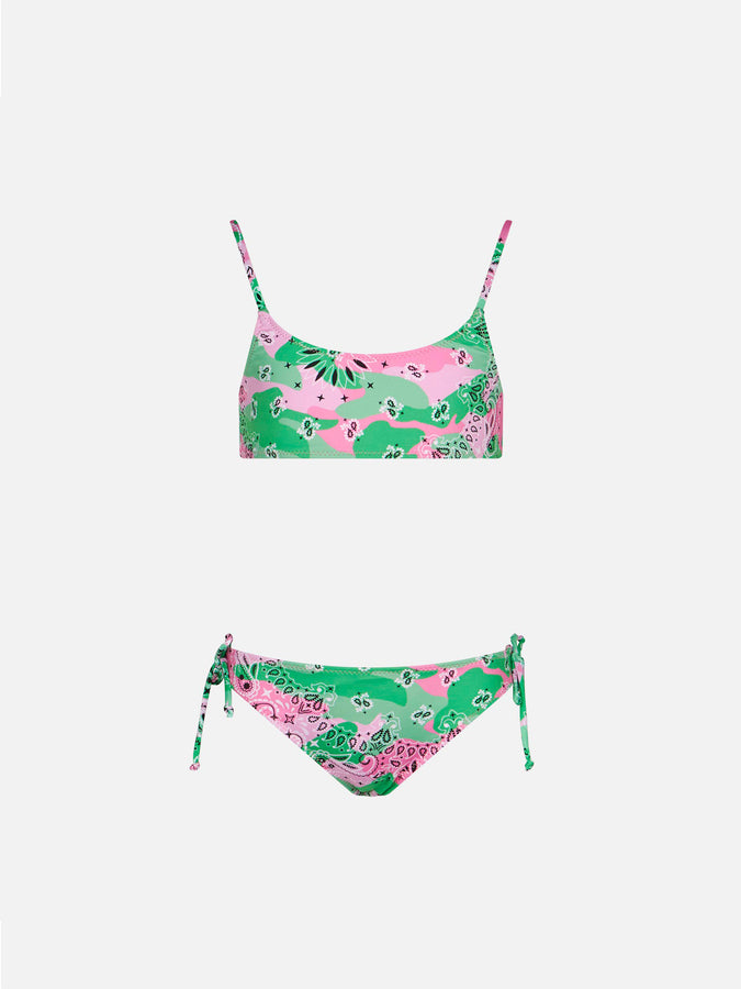 Mc2 Saint Barth Bikini da bambina a bralette con stampa mimetica