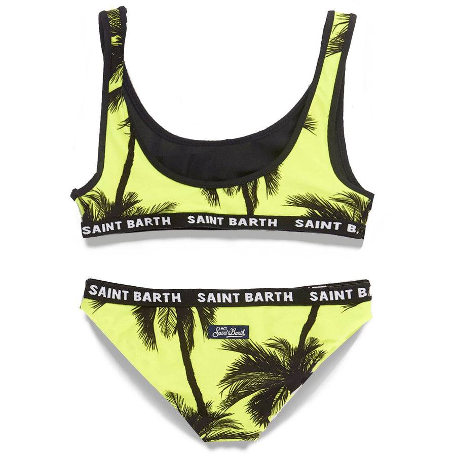 Mc2 Saint Barth Bikini Da Bambina A Bralette Con Stampa Palme Nere