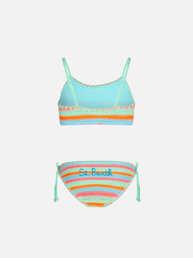 Mc2 Saint Barth Bikini Da Bambina A Bralette Crochet Con Righe Multicolore