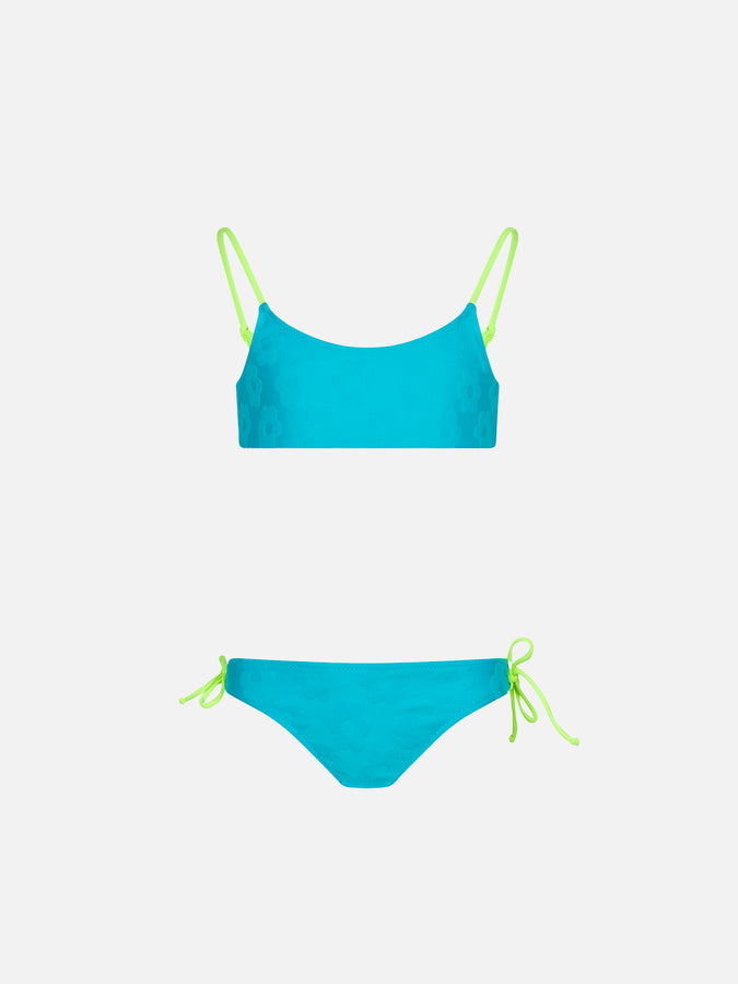 Mc2 Saint Barth Bikini da bambina a bralette in spugna con fiori in rilievo
