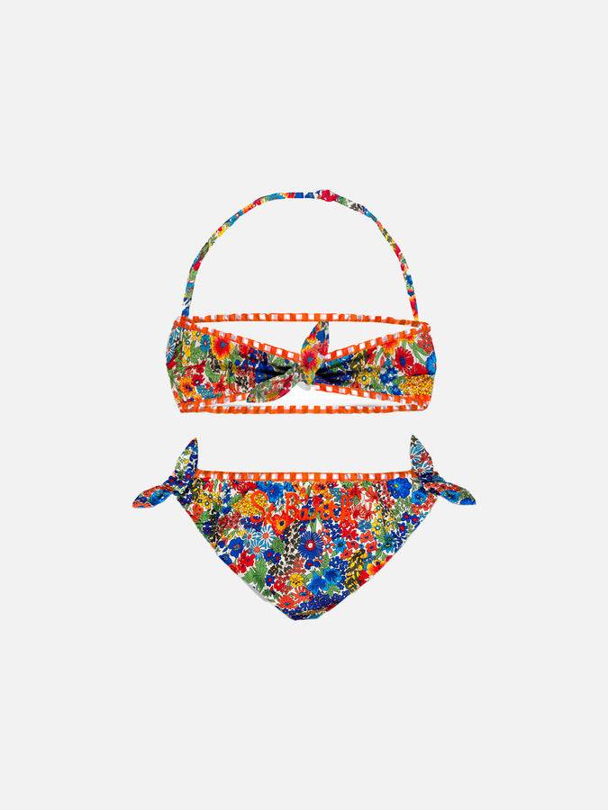 Mc2 Saint Barth Bikini Da Bambina A Bralette | Realizzato Con Tessuto Liberty
