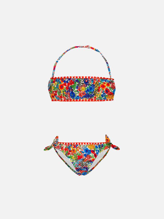 Mc2 Saint Barth Bikini da bambina a bralette | Realizzato con tessuto Liberty